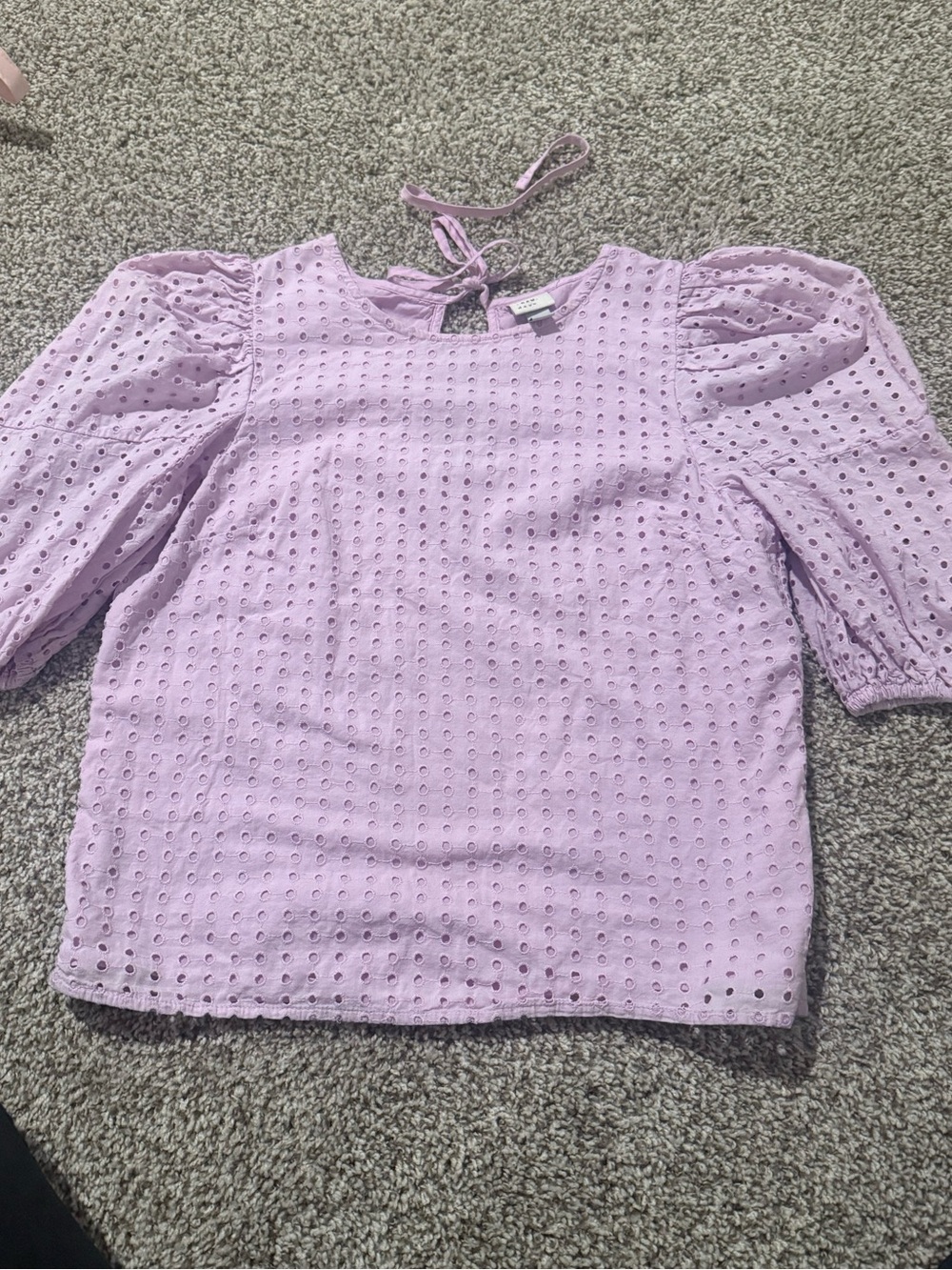 a new day Lilac Eyelet Puff Sleeve Blouse
